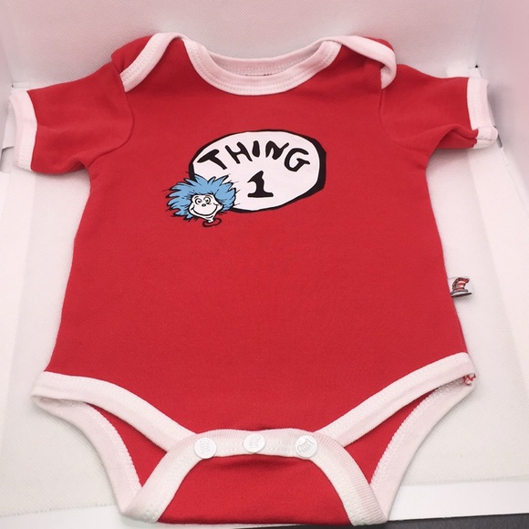 Dr. Seuss by Bumkins Thing 1 Infant Baby Bodysuit Red Size 3 Months - Picture 1 of 7